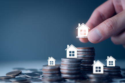 Münzen und Haus-Icons